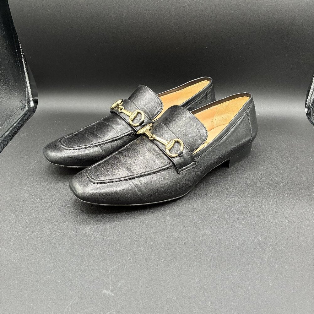Bruno Magli Black and Gold Slip-On Loafers Size 40